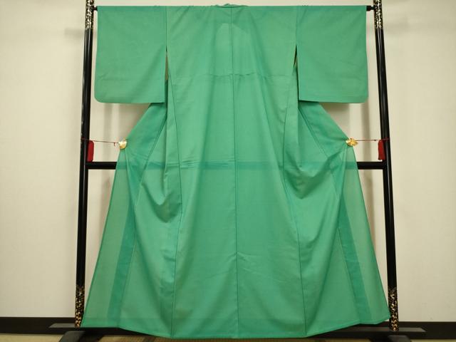 長閑やかさ屋御召しもの＊夏物 色無地 絽 若竹色 洗える御召しもの AABA5655sx