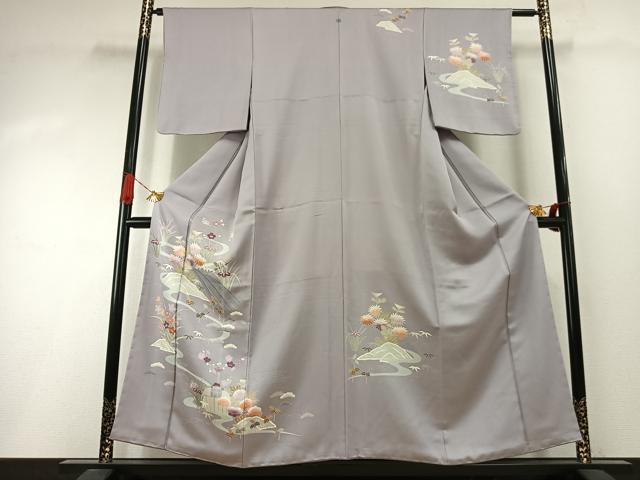 平和屋着物●訪問着　友禅　刺繍　松竹梅　風景花文　正絹　逸品　AABI1949fy｜平和屋