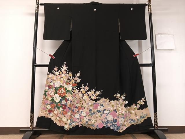 平和屋着物●豪華黒留袖 雲取り草花文 金彩 正絹 逸品 CABB5175vp|平和屋
