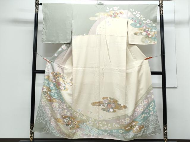 平和屋着物●訪問着　駒刺繍　エ霞鳳凰花文　金銀彩　正絹　逸品　未使用　CABG8448th｜平和屋