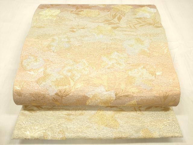 長閑やかさ屋お召しもの＊夏物 六通柄袋帯 顕花植物文 現ナマ糸 正絹 珠玉 DABE6205糎