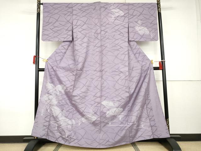長閑やかさ屋御召しもの＊夏物 短い訪問着 枝葉紋紗 顕花植物文 正絹 珠玉 AABI8075cs