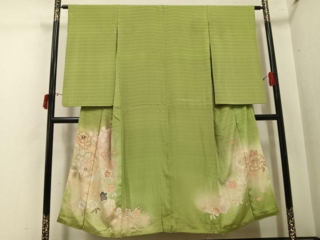 長閑やかさ屋御召しもの●アンティーク 大正物語り 色留短い訪問着 顕花植物文 暈し染め 金彩 正絹 珠玉 AABI8516ph