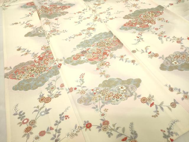 平和屋着物▽上質な小紋　単衣　雲取り花文　金彩　正絹　逸品　DABE4484az｜平和屋