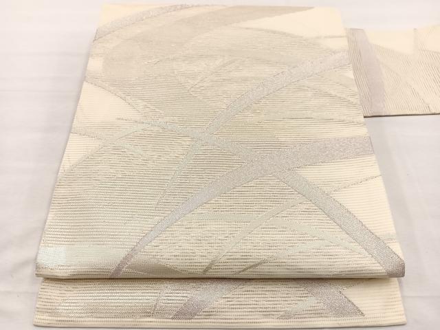 平和屋着物*夏物 九寸名古屋帯 芝草文 銀糸 正絹 逸品 BAAX7794hv|平和屋