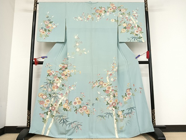 平和屋着物○本加賀友禅作家 矢田博 訪問着 枝花文 暈し染め 金彩 正絹