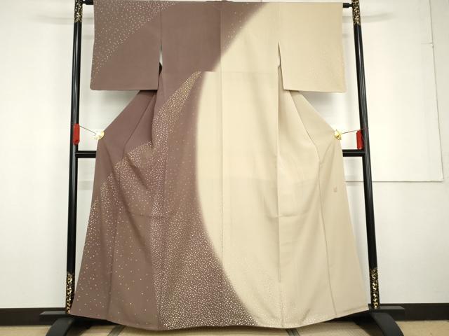 長閑やかさ屋御召しもの●万物の霊長国宝 福田喜三郎 短い訪問着 箔散らし広告 暈し染め 現ナマ彩 正絹 珠玉 AABG3562cs