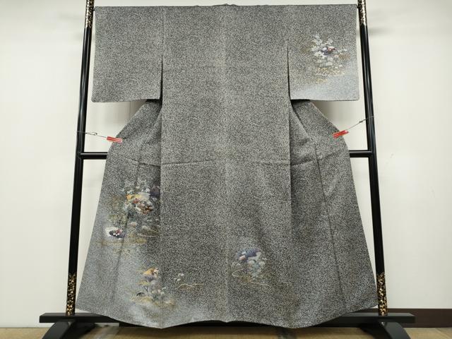 平和屋着物●訪問着　地紙草花文　金銀彩　正絹　逸品　CABD0355ut｜平和屋