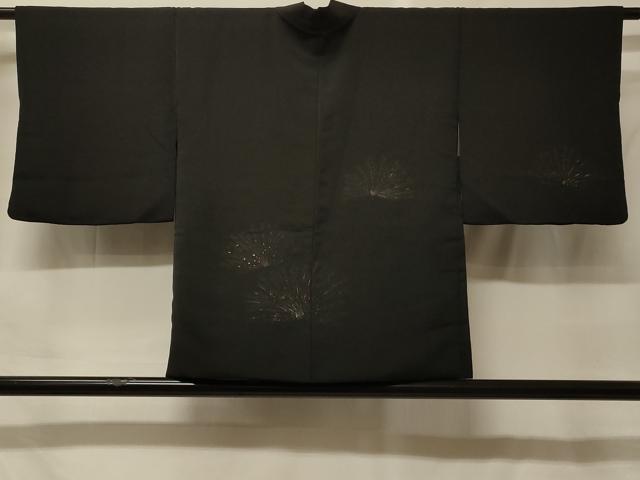 平和屋着物＃羽織　寿光織　孔雀文　黒地　金糸　正絹　逸品　CABF9154in｜平和屋