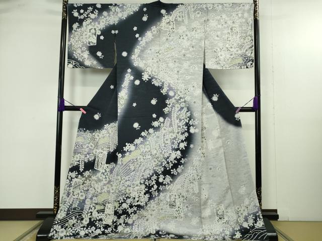 長閑やかさ屋御召しもの●飛び切り 短い訪問着 辻が花 破れ目色紙重ね 暈し染め ロング丈 珠玉 新品 DZAB4946kh6
