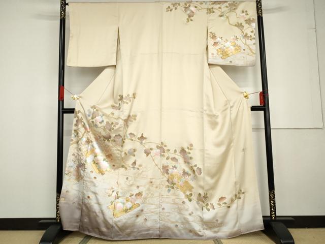 平和屋着物●金彩友禅作家　谷口秀山　訪問着　花筏文　暈し染め　金銀彩　正絹　逸品　AABG3591cs｜平和屋
