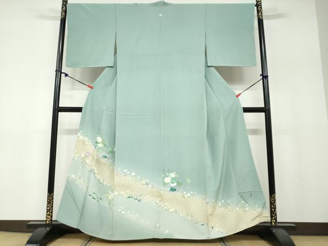 長閑やかさ屋御召しもの●晴れ晴れしい色留袖 顕花植物文 暈し染め 金彩 正絹 珠玉 未当て嵌める DABF1243ud