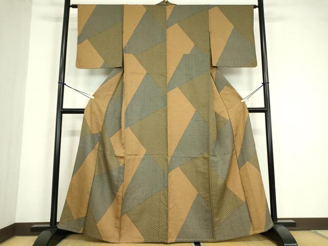 長閑やかさ屋御召しもの▽小紋 単衣 七宝青海波文 洗える御召しもの DABE4860az