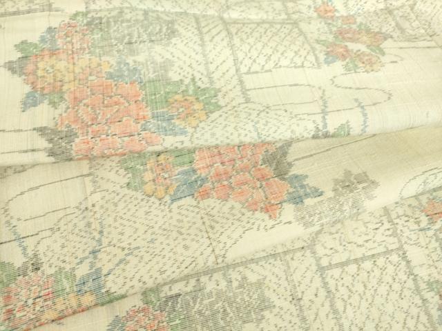 長閑やかさ屋御召しもの▽御前上等な紬 単衣 籬花文 正絹 珠玉 DAAS0702az