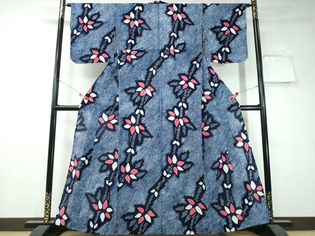 平和屋着物∴夏物 浴衣 有松鳴海絞り 枝花文 綿 逸品 CAAW1087ng|平和屋