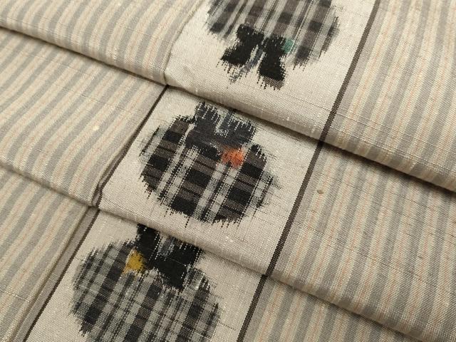 平和屋着物▽上質な紬　単衣　柿　正絹　逸品　DABF5744du｜平和屋