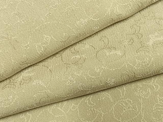 平和屋着物●上質な色無地 花唐草地紋 女郎花色 正絹 逸品 AABH5030fy