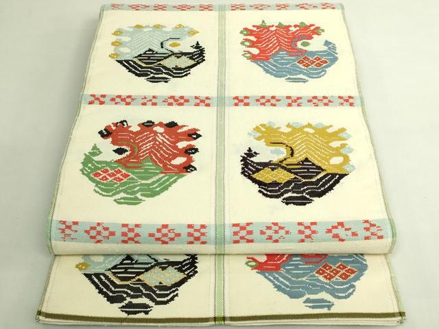 長閑やかさ屋中央局●最御前上等 龍村平蔵製 膜鳴楽器柄 本袋帯 甲比丹クジャク 現ナマ糸 珠玉 DZAB7091kh6