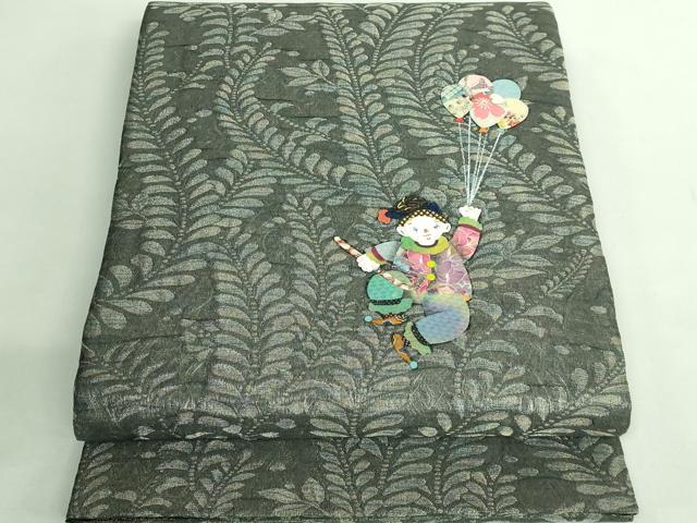 長閑やかさ屋御召しもの●御前上等 膜鳴楽器柄袋帯 ピエロ 貼り絵 和紙 現ナマ糸 珠玉 DZAB2653kh6