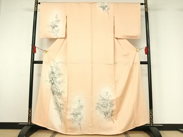 平和屋着物▽訪問着 単衣 手描き 草花文 暈し染め 正絹 逸品 AABJ1597jh|平和屋