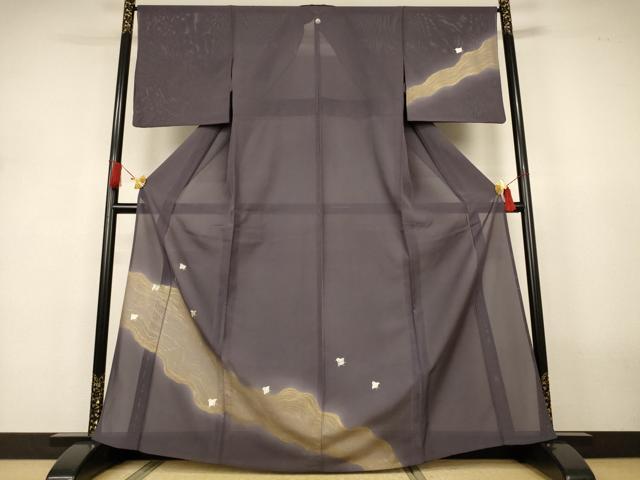 長閑やかさ屋御召しもの＊夏物 短い訪問着 絽 駒刺しゅう 飛鳥文 金彩 正絹 珠玉 AABJ3285jd