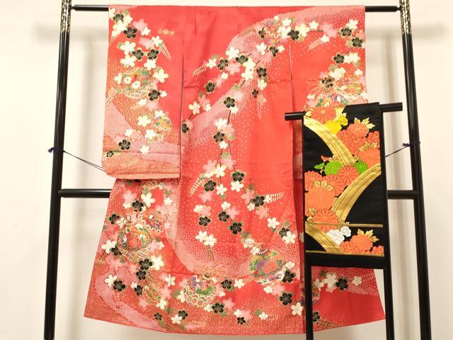 平和屋着物[]七五三　女の子　７歳　祝着　四つ身　袋帯セット　鈴牡丹花文　金彩　逸品　DAAY3346ma｜平和屋