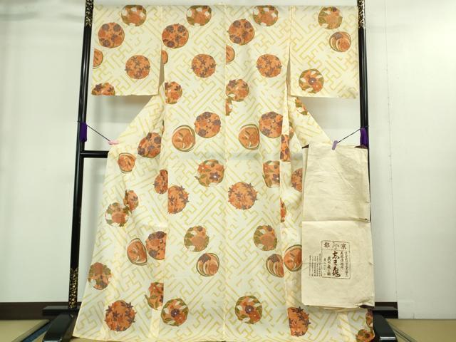 平和屋本店＊極上　夏物　銀座　志ま亀　小紋　絽　花丸文　ロング丈　たとう紙付き　逸品　DZAA9415kh6｜平和屋