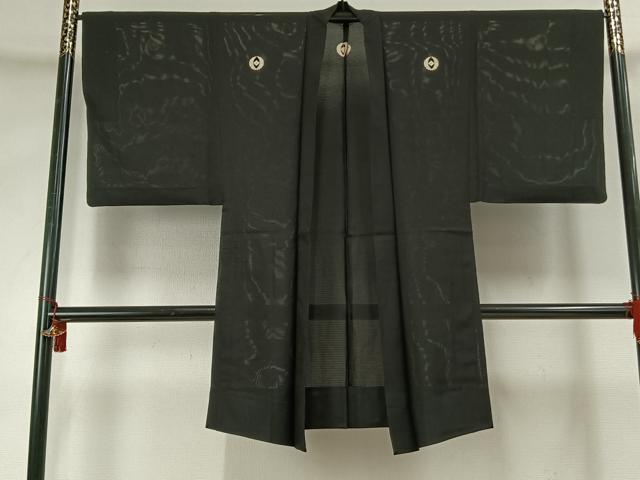 平和屋着物▽男性　長羽織　黒紋付　正絹　逸品　AABF5670fy｜平和屋