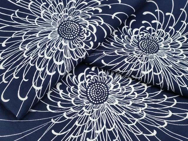 平和屋着物∴夏物 浴衣 藍 注染 手染め 手縫い 乱菊 日本製 綿 逸品 CABD2738ng