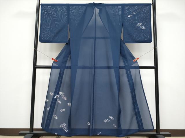 長閑やかさ屋御召しもの＊夏物 短い訪問着 絽 西洋紙被子植物文 洗える御召しもの CABF2652tx