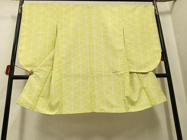 長閑やかさ屋御召しもの●小振袖 二尺袖 麻の葉文様 洗える御召しもの 未当て嵌める AABG8550ph