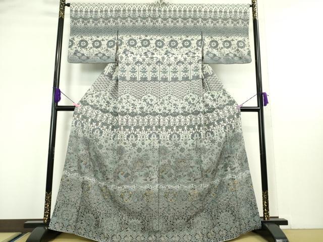 長閑やかさ屋中央局■御前上等 中国三大刺しゅう スワトウ刺しゅう 汕頭刺繍 短い訪問着 鳳凰更紗花文 暈し染め 金彩 さが美取りまわし 珠玉 DZAA5383kh5