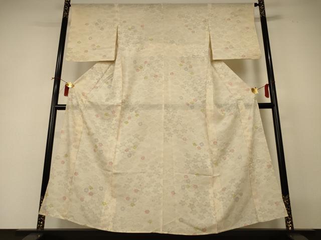 長閑やかさ屋御召しもの＊夏物 小紋 絽 舞花文 正絹 珠玉 AABI4721jd
