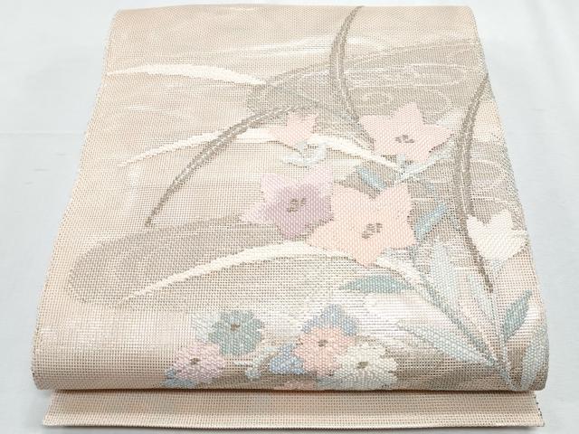 長閑やかさ屋お召しもの＊夏物 膜鳴楽器柄袋帯 水筋桔梗文 金糸 正絹 珠玉 CABH8227fb