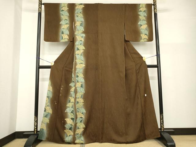 平和屋着物●訪問着　作家物　銀杏間道　暈し染め　金糸　正絹　逸品　AABG4986ck｜平和屋