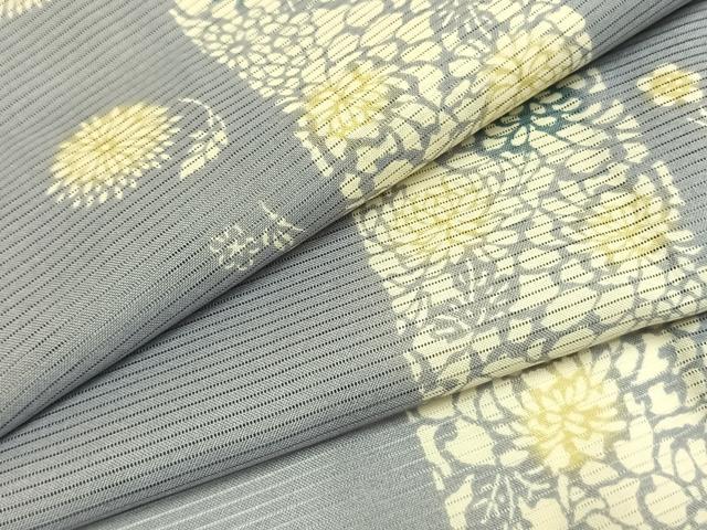 長閑やかさ屋御召しもの＊夏物 小紋 絽 型染め 花抜け道 洗える御召しもの AABF5806fy