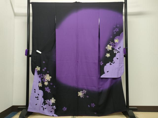 長閑やかさ屋御召しもの●晴れ晴れしい振袖 駒刺しゅう 舞桜文 暈し染め 金彩 やまと誂製 正絹 珠玉 CABD8983gh