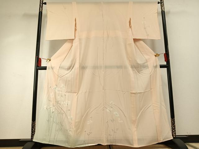 長閑やかさ屋御召しもの＊夏物 短い訪問着 絽 被子植物文 暈し染め 正絹 珠玉 AABF5807fy