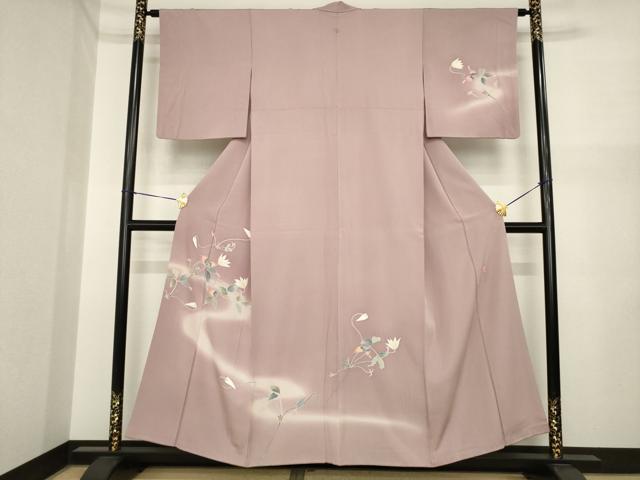 長閑やかさ屋御召しもの●本加賀友禅絵描き 南克治 短い訪問着 花蔦草文 暈し染め 正絹 珠玉 AABI7943ck