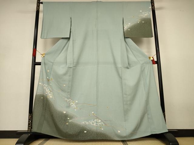 平和屋着物＊夏物 訪問着 紗紬 刺繍 立波舞鳥文 金糸 正絹 逸品 AABJ3368jd｜平和屋