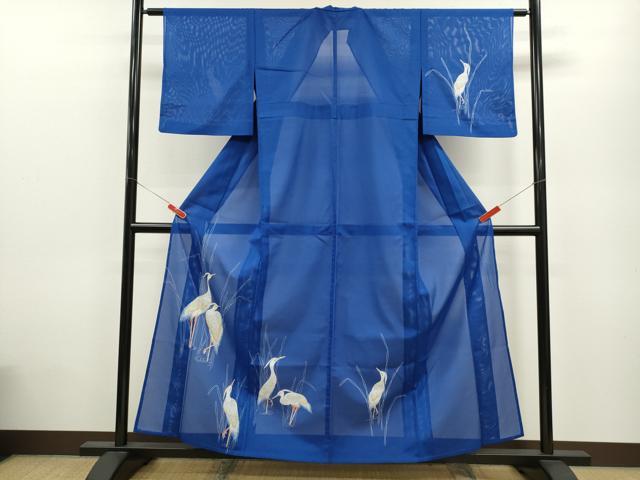長閑やかさ屋御召しもの＊夏物 短い訪問着 絽 白鷺 金彩 洗える御召しもの CABB9645ze