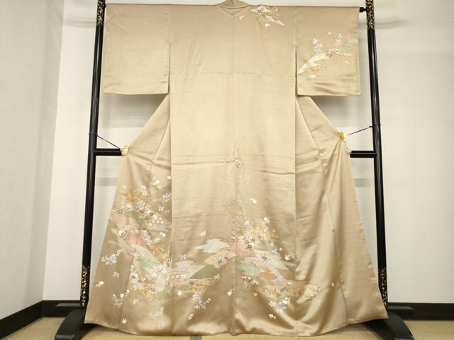 平和屋着物●訪問着　友禅　道長吉祥花文　正絹　逸品　AABH4589ck｜平和屋