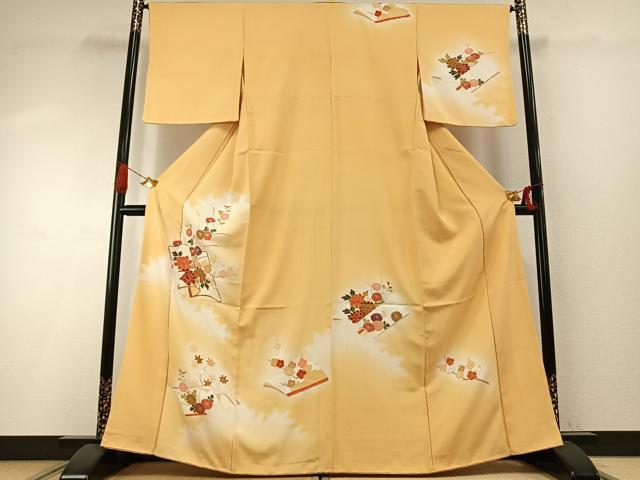 平和屋着物●訪問着 友禅 駒刺繍 花冊子文 暈し染め 金彩 正絹 逸品 AABH4804fy
