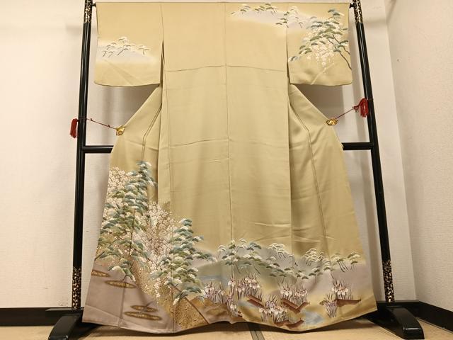 平和屋着物●訪問着 草花文 暈し染め 金彩 正絹 逸品 AABI4902ph|平和屋