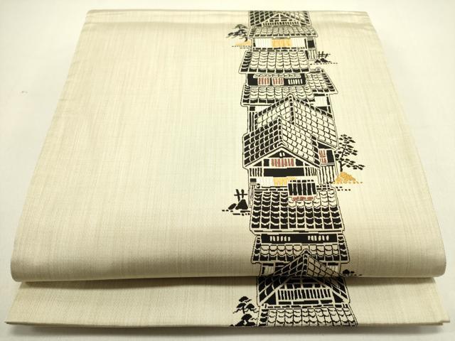 平和屋着物●六通柄袋帯　唐織　風景文　陣屋織　正絹　逸品　DABE1783op｜平和屋