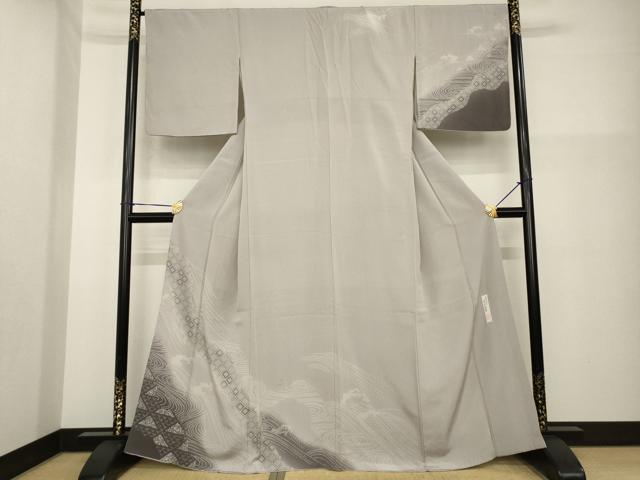 平和屋着物●訪問着　作家物　流水立波文　暈し染め　正絹　逸品　AABG5810ck｜平和屋