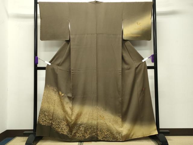 平和屋着物●螺鈿作家　甲斐泰造　訪問着　南天文　暈し染め　金彩　正絹　逸品　CABD8828gh｜平和屋