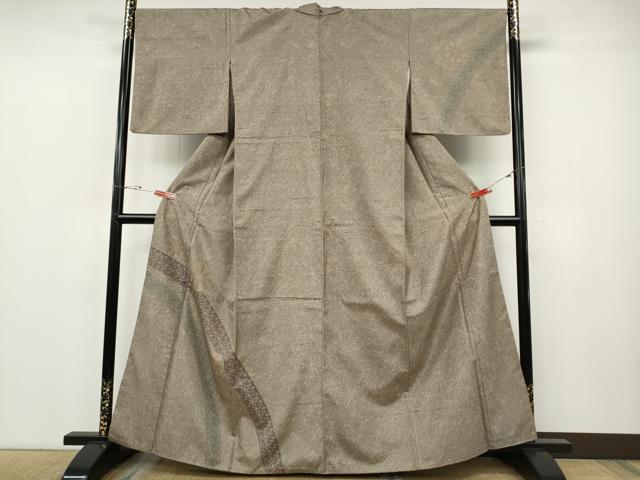 長閑やかさ屋御召しもの●短い訪問着 紬地 吉祥花文 正絹 珠玉 CABE6988ut