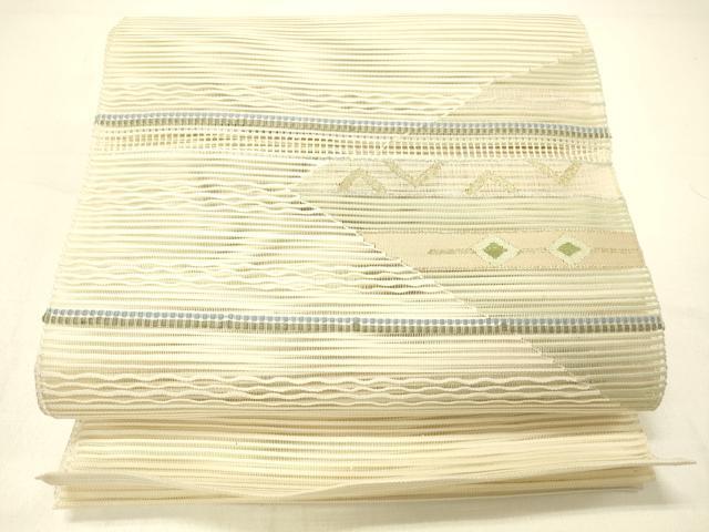 長閑やかさ屋御召しもの＊夏物 絽綴れ 八寸名古屋帯 抽象化文様 現ナマ糸 正絹 珠玉 DABC8997糎