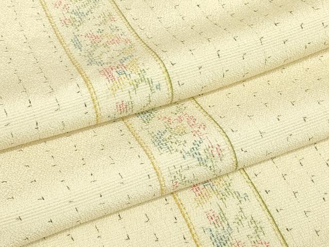 長閑やかさ屋御召しもの▽本塩沢 単衣 更紗花抜け道 正絹 珠玉 DABE4823az